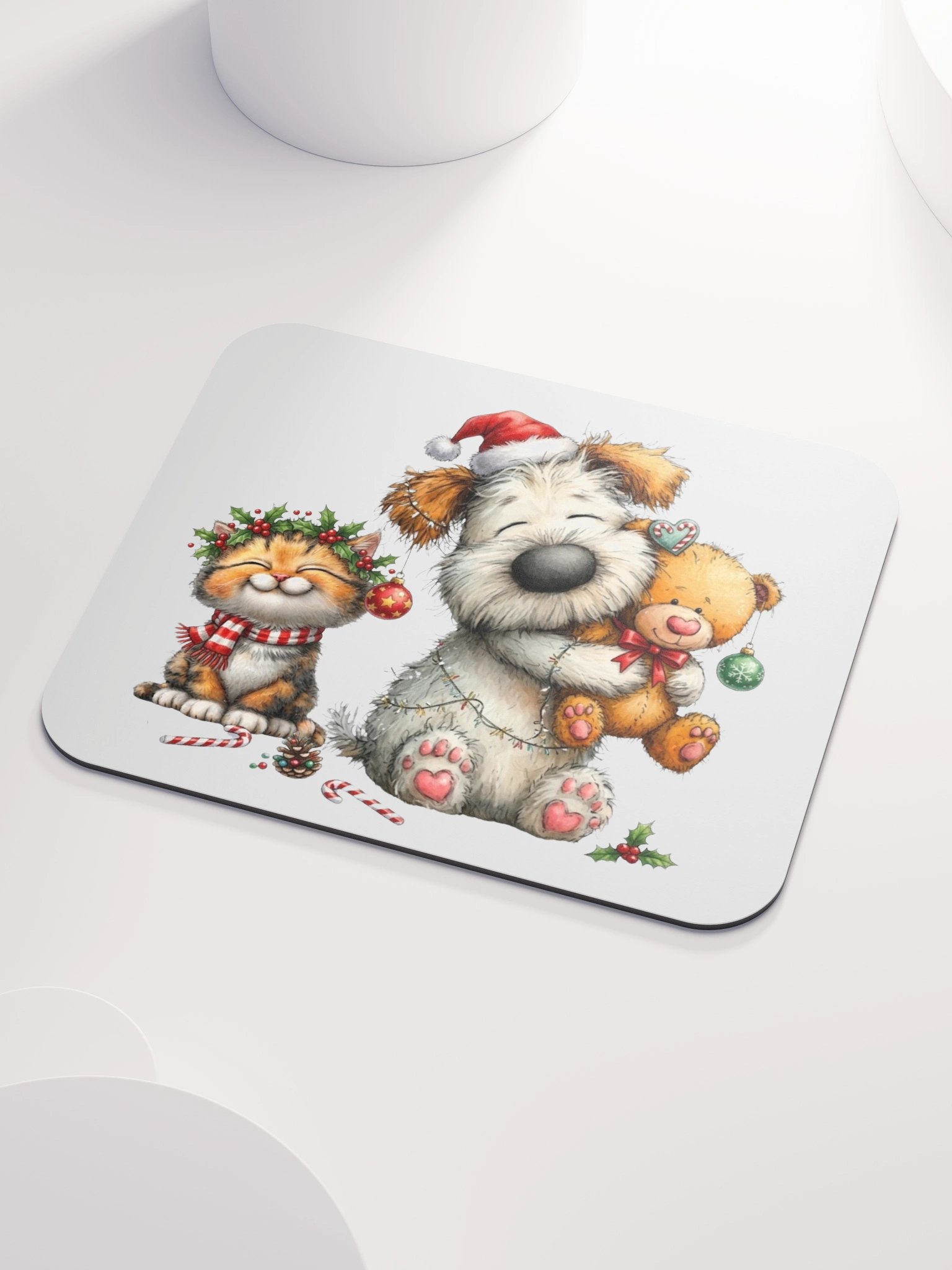 Christmas Dog Cat & Teddy Mouse Pad product image (3)