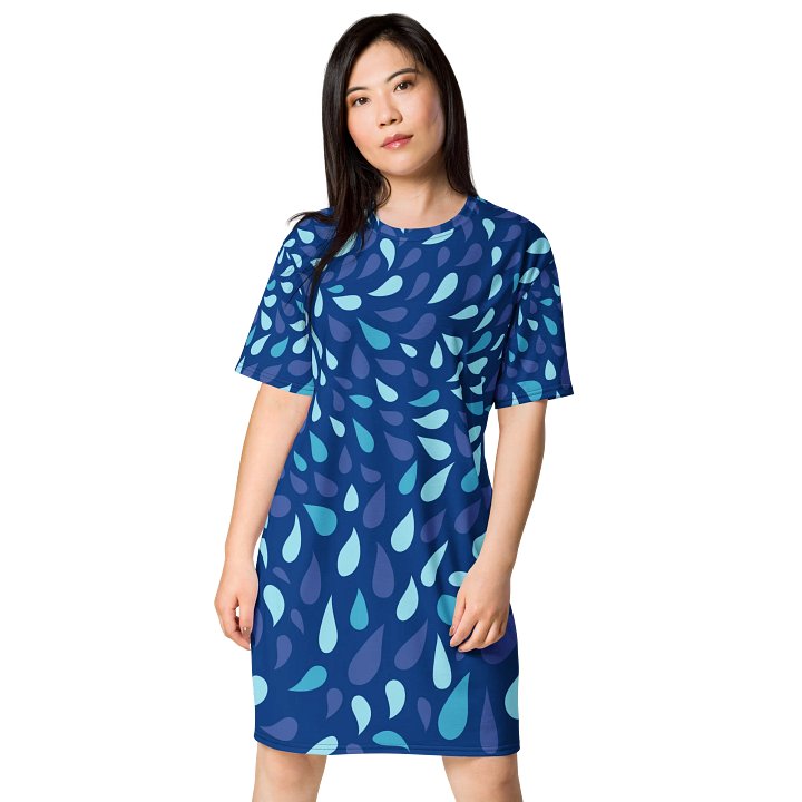 Vibrant Blue Teardrop T-Shirt Dress - Oversized & Stretchy product image (1)