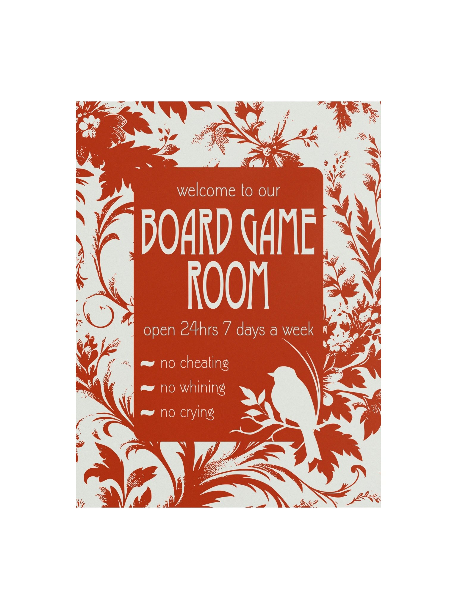 Floral Chinoiserie Board Game Room Welcome Sign - UNFRAMED product image (1)