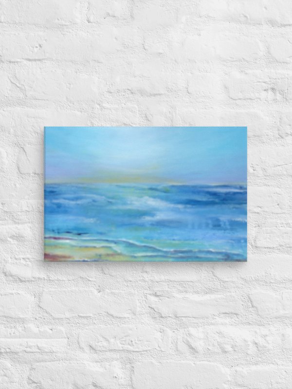 Coastal Abstract Art – Blue and Tan Wave Canvas Print product image (2)