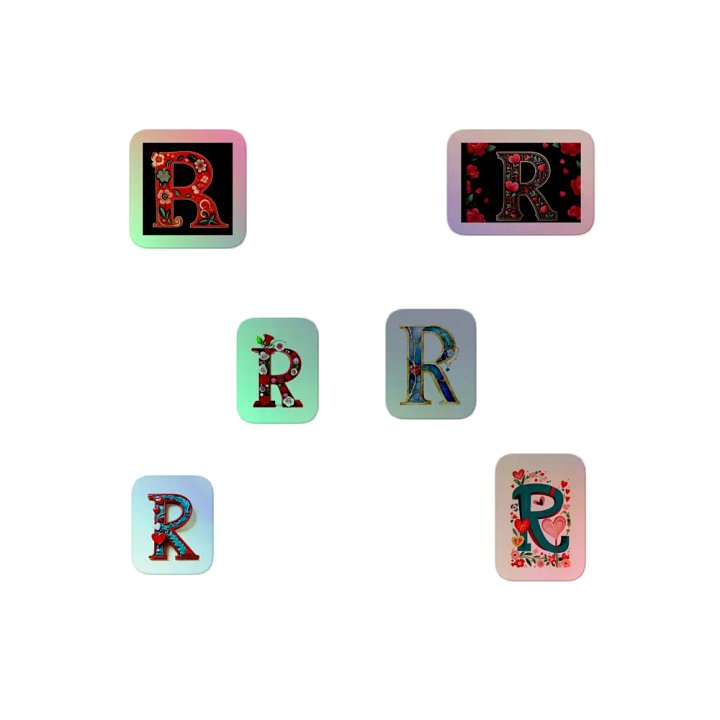 All R's Valentine’s Monogram Holo Sticker Pack product image (2)