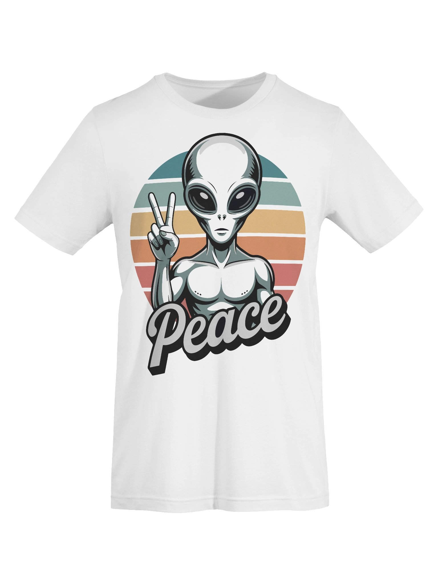 Trendy T-Shirt with a Cute Alien and Peace Gesture product image (7)