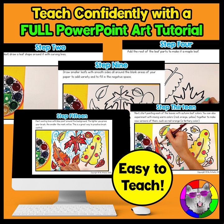Autumn Art Lesson Autum Leaf Art Project Autumn Reading Wrinting Prompt Sub Plan product image (2)