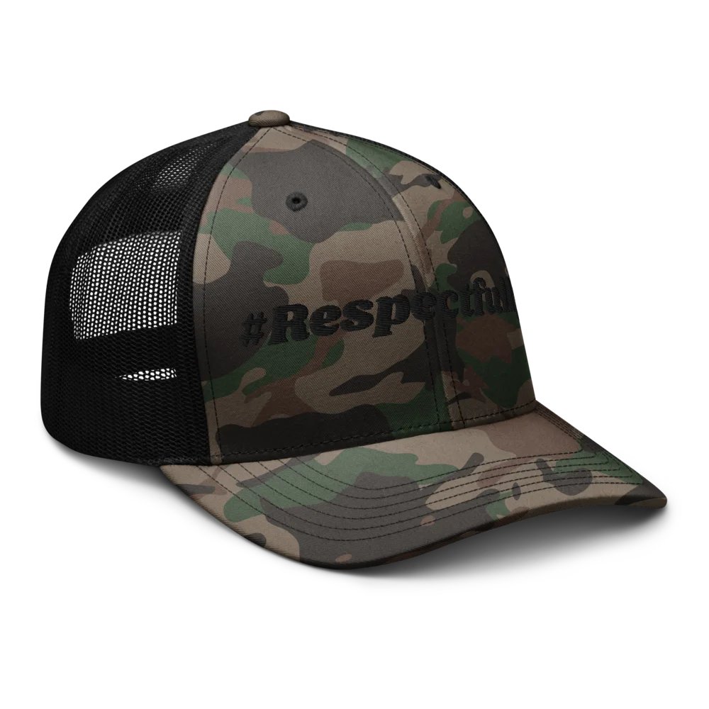 #Respectfully Camo Trucker Hat (Blk) product image (8)