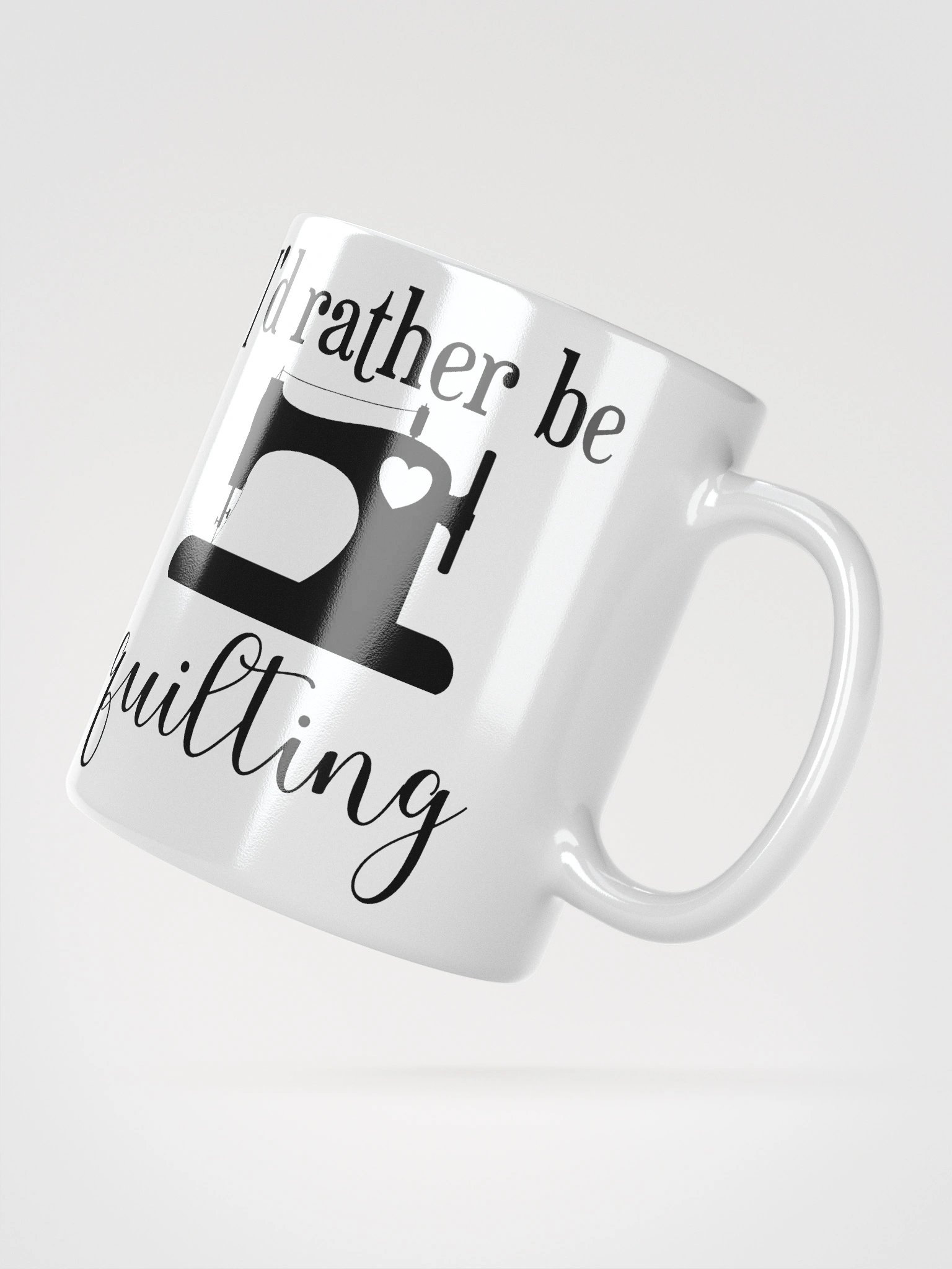 I'd Rather Be Quilting | Quilters Gift - White Ceramic Mug (Black Text) product image (4)