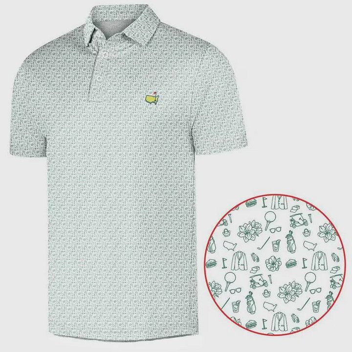 Golf Polo Shirt Masters Inspired, Augusta Green Pattern Polo, Men Golf Outfit Shirt, Summer Golf Shirt Gift for Golfer product image (1)