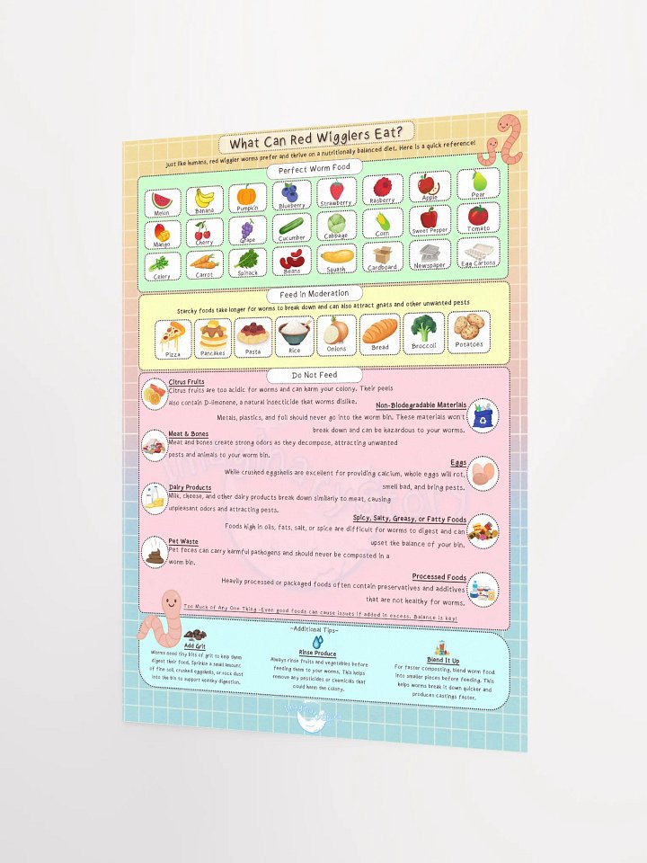 Red Wrigglers Guide Food Chart Poster product image (2)