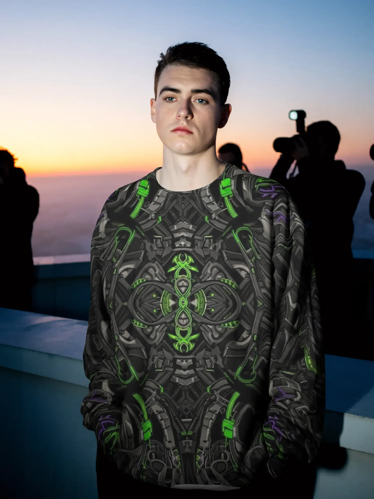 Neon Matrix – Unisex All-Over Print Sweatshirt product image (4)