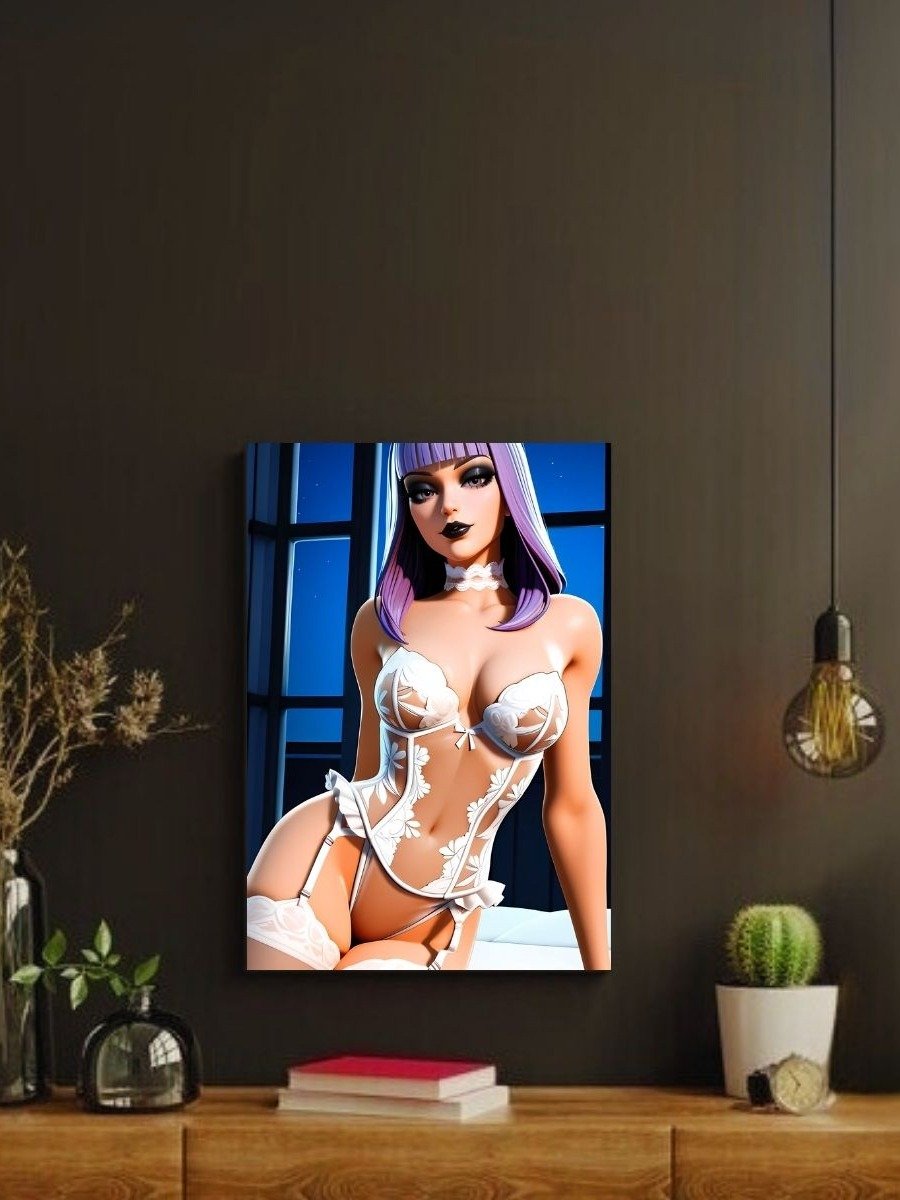 Original Character Lola Andersen Purple Lace Corset – Glossy 8x10 Metal Print product image (2)