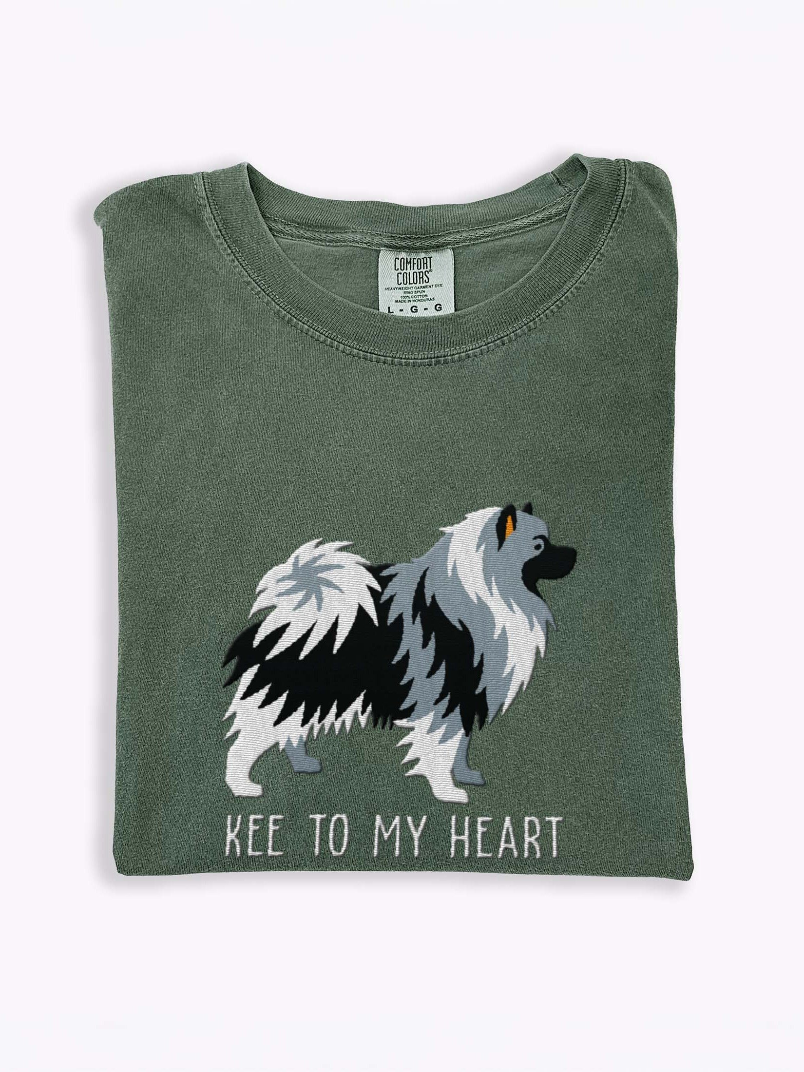 Kee to My Heart T-Shirt(Embroidered) of a Keeshond(Black & White) product image (1)