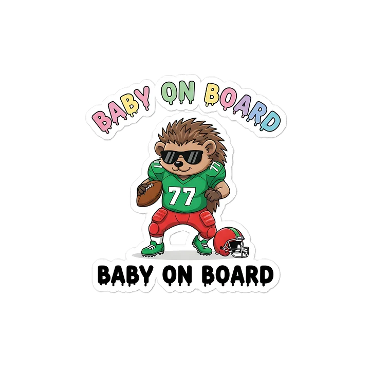 Funny Hedgehog Football Baby on Board Sticker - 5x5 Weatherproof Vinyl Car Decal - Cute Sporty Hedgehog Tailgate Decor - Premium Outdoor Grade Safety Sign for SUVs & Jeeps product image (1)