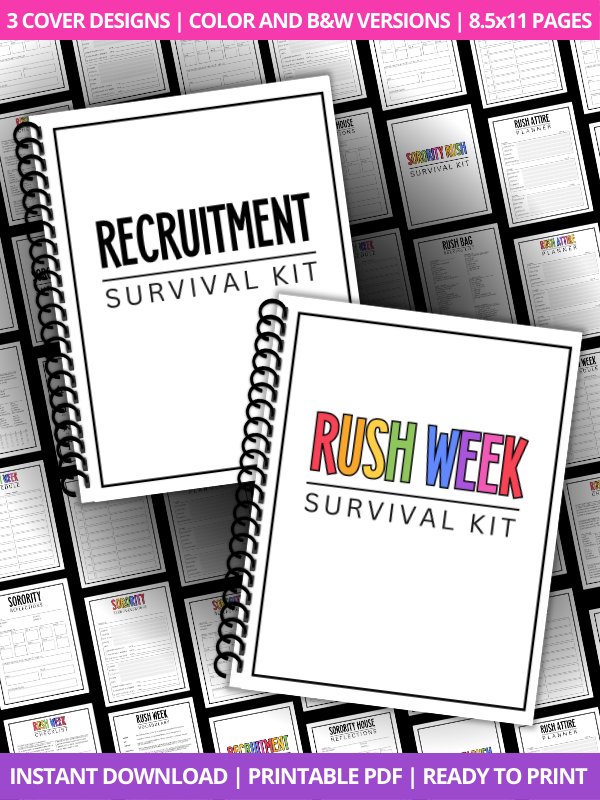 Sorority Rush Week Survival Kit, Sorority Recruitment Planner product image (1)