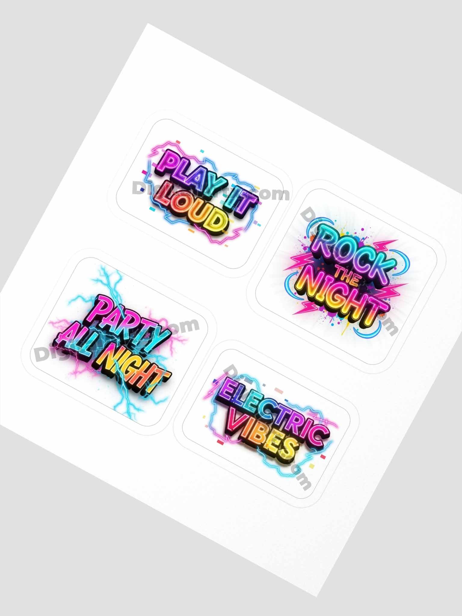 Neon Party Vibes Kiss Cut Stickers Set product image (2)