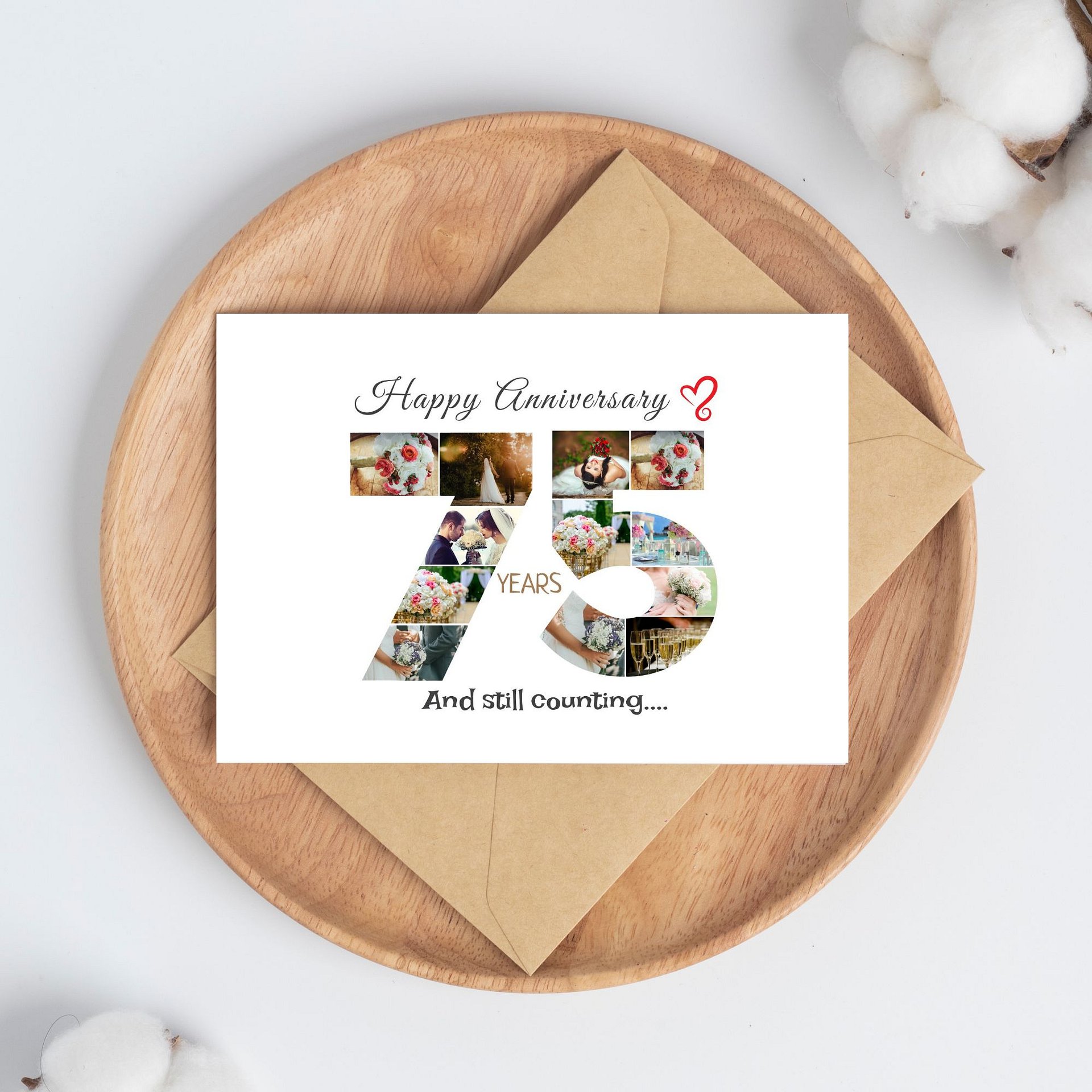 75 Year Anniversary Photo Card Editable Canva Template product image (9)