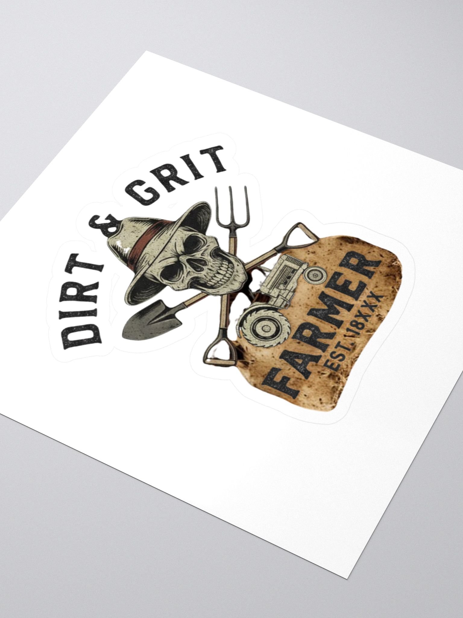 Dirt & Grit Farmer Skull Kiss Cut Stickers product image (3)