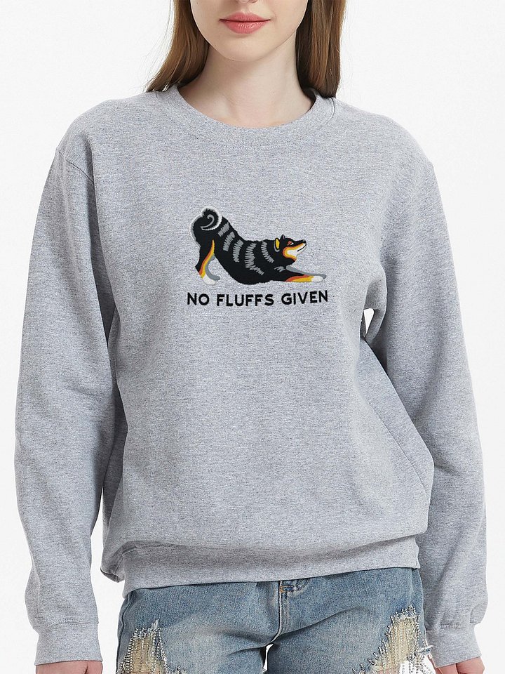 No Fluffs Given Sweatshirt (Embroidered) of a Shiba Inu(Tricolor) product image (2)