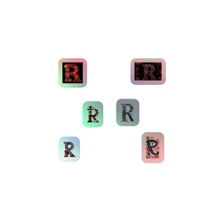 All R's Valentine’s Monogram Holo Sticker Pack product image (1)