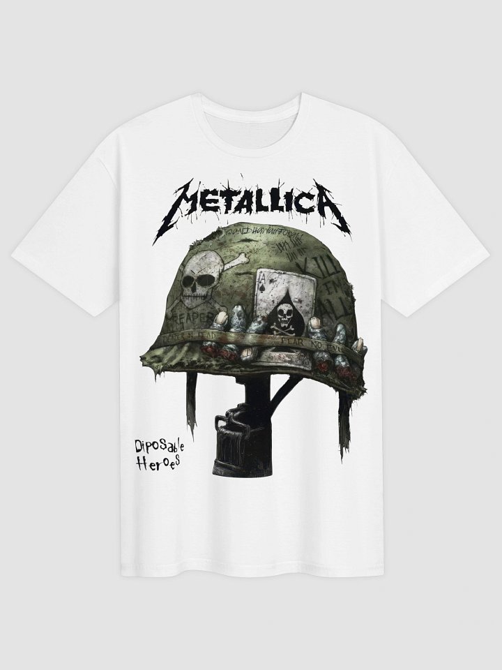 Metallica Disposable Heroes T-Shirt | Master of Puppets War Helmet Dark Art Graphic Tee | Cliff Burton Era Thrash Metal Collector Band Shirt product image (2)