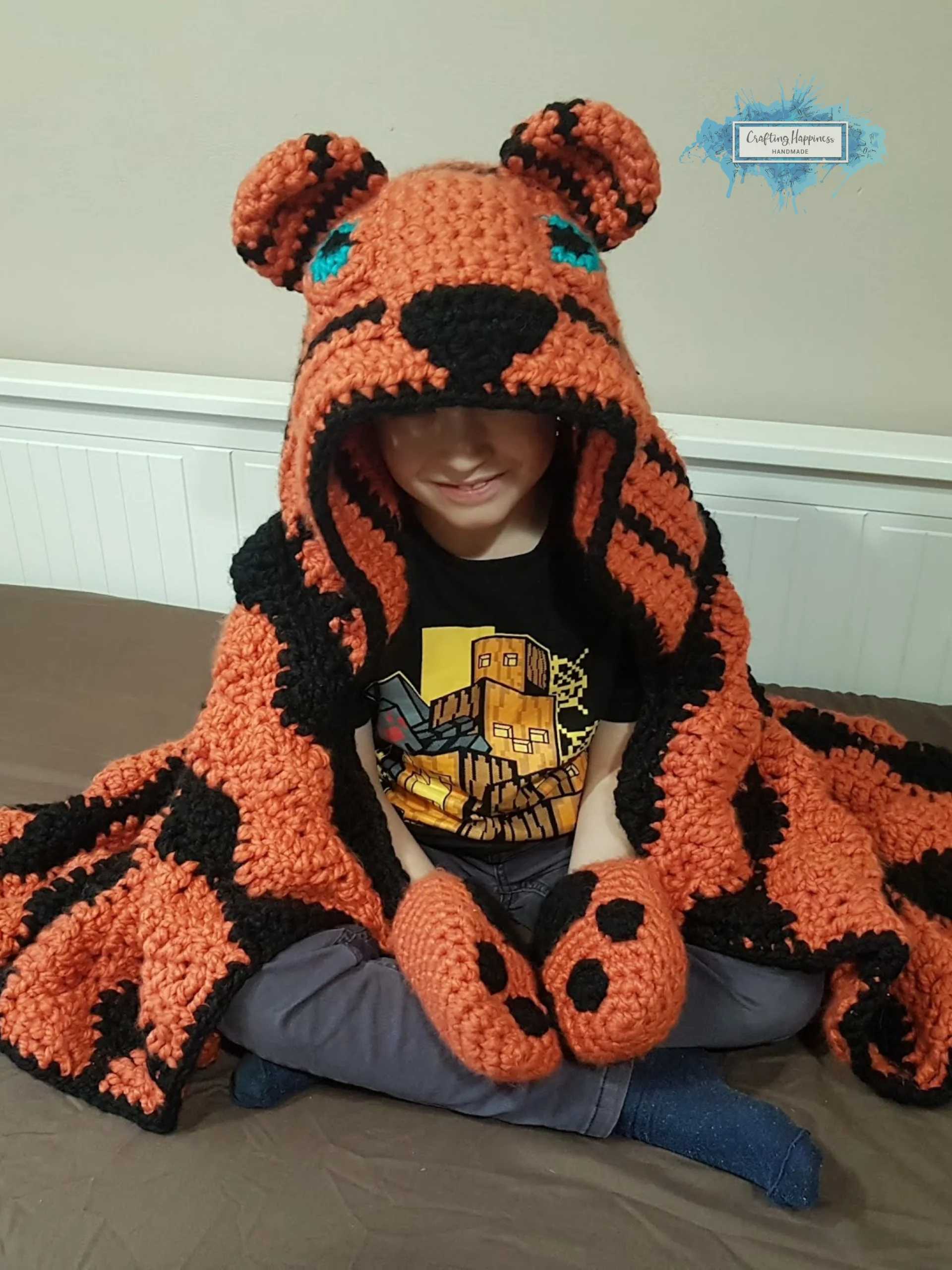 Tiger Hooded Blanket CROCHET PATTERN | Adult & Child Sizes (PDF) product image (4)