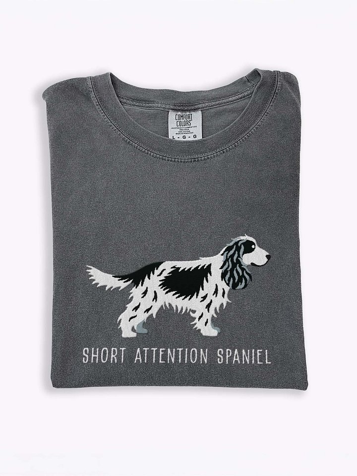 Short Attention Spaniel T-Shirt(Embroidered) of an English Cocker Spaniel(Black & White) product image (1)