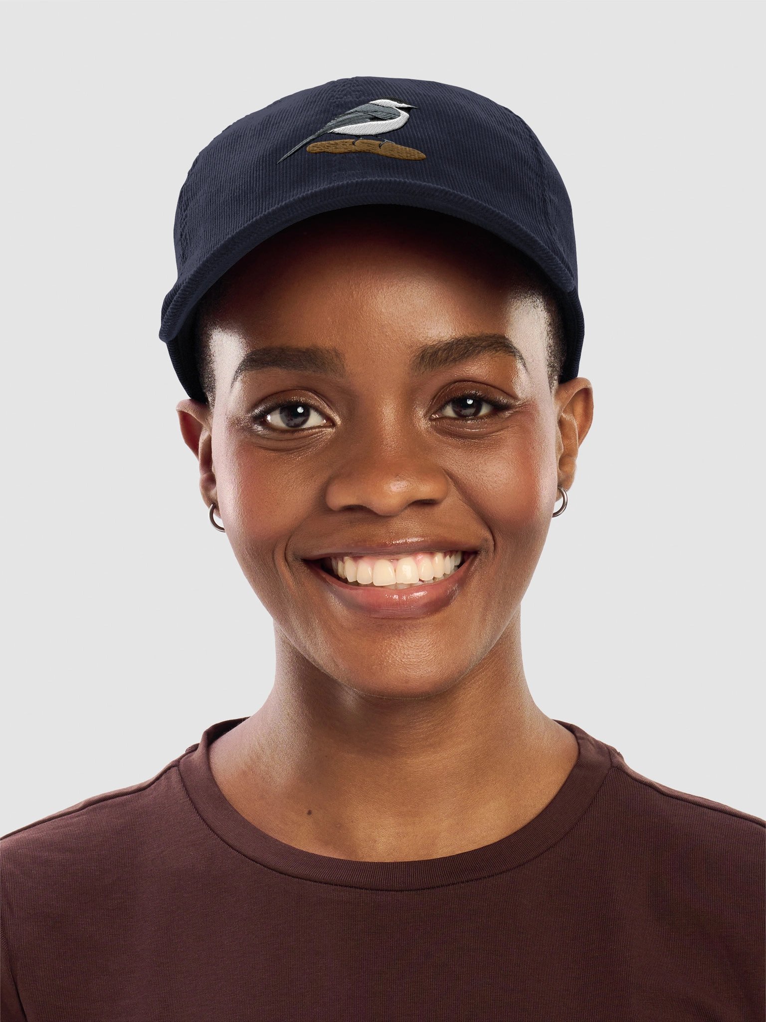 Black Capped Chickadee Embroidered Corduroy Hat product image (5)
