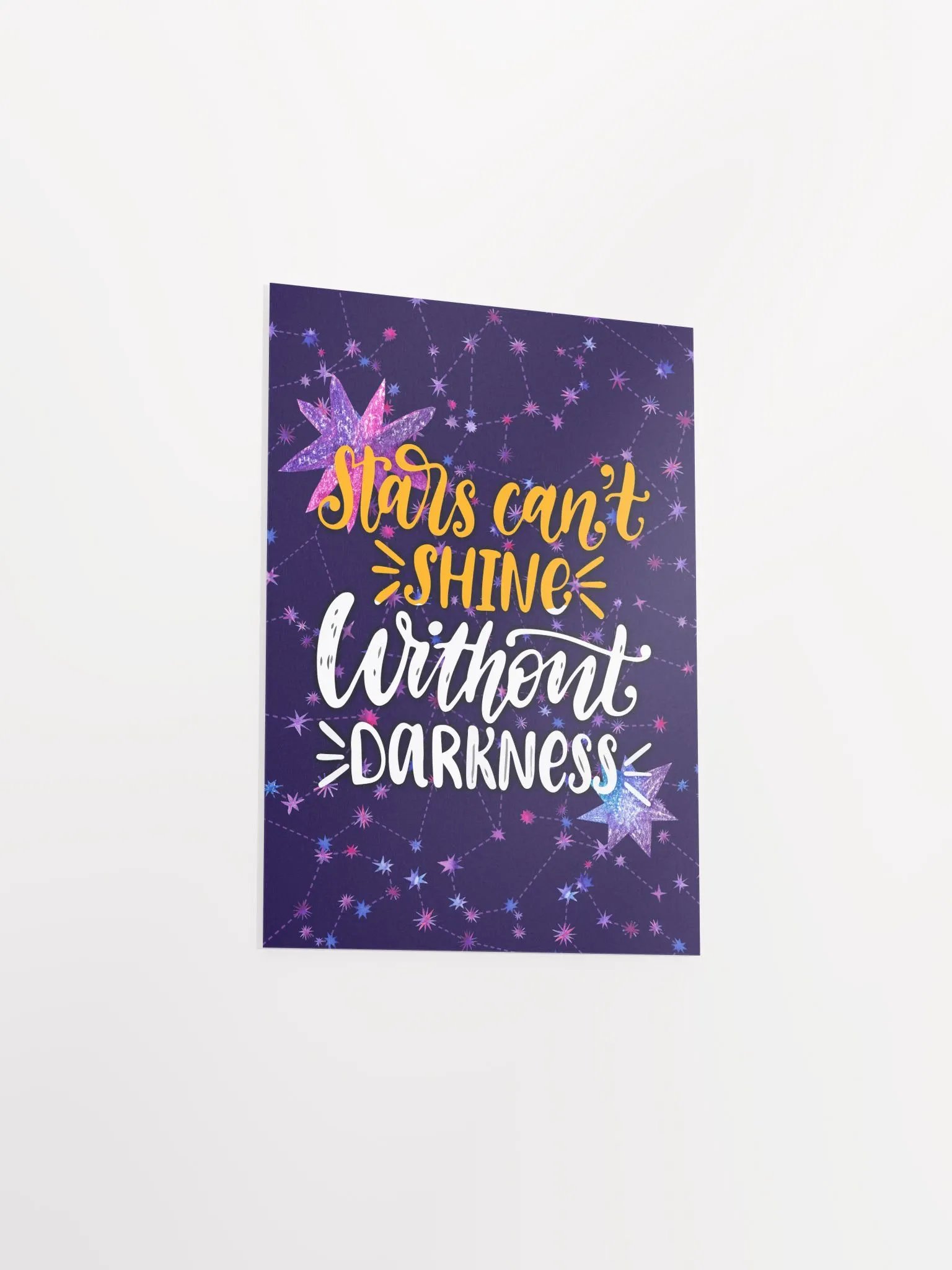 Stars can't shine without darkness [neon/synthwave/vaporwave/watercolor] — aesthetic watercolor poster, neon space poster, retrowave poster, motivation quotes product image (8)