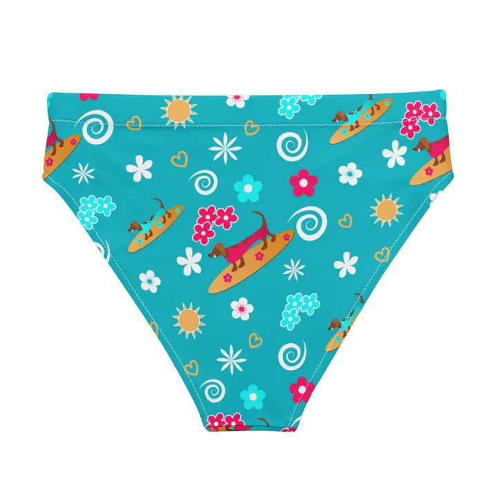 Surfing Dachshund Pattern High Waisted Bikini Bottom product image (2)