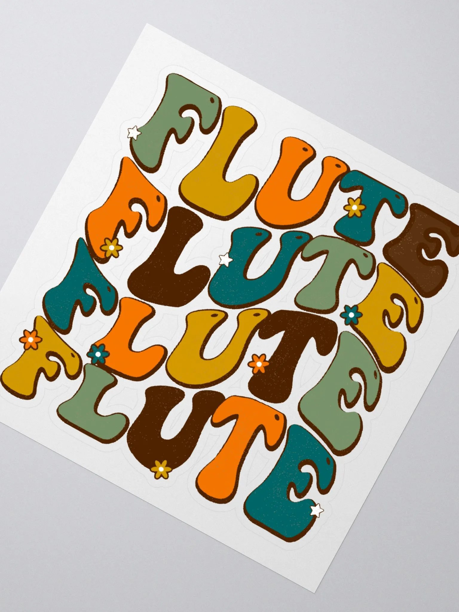 Groovy Wavy Flute Sticker Retro w/ White Background 3x3 product image (2)