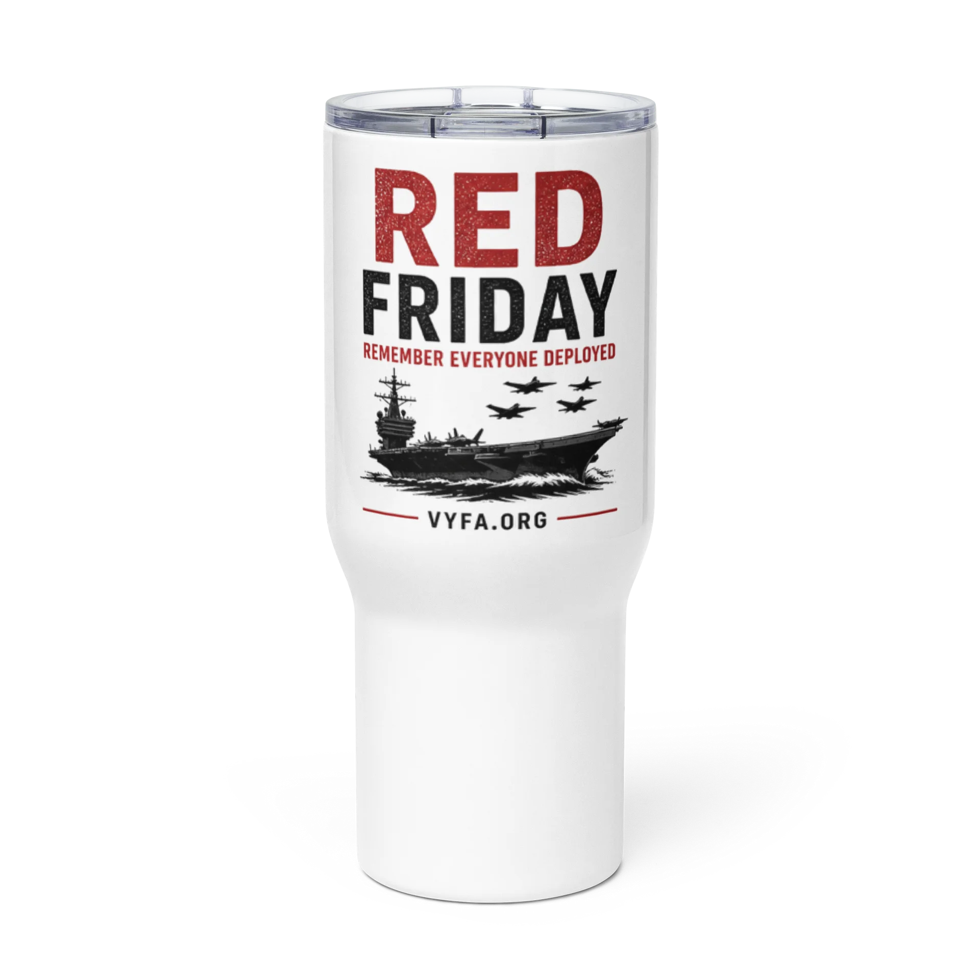 BOLD RED — "Remember Everyone Deployed" Travel Mug product image (3)