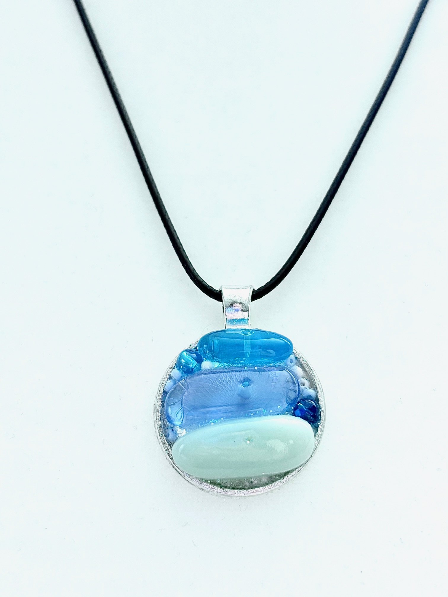MFD-00208 | Coastal Calm Horizon Pendant Necklace | Handmade Glass Art Jewelry | Monique Faella Designs™ product image (3)