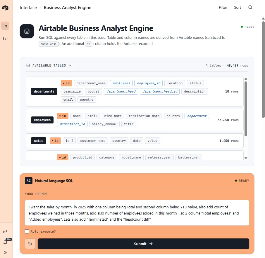 Business Analyst Engine (SQL reports for Airtable) product image (2)