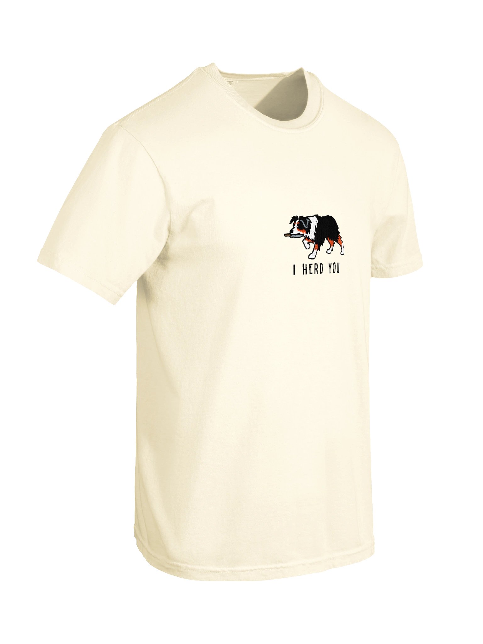 I Herd You Funny Chibi-Style Embroidered T-Shirt for Australian Shepherd(Tricolor) Owners product image (118)