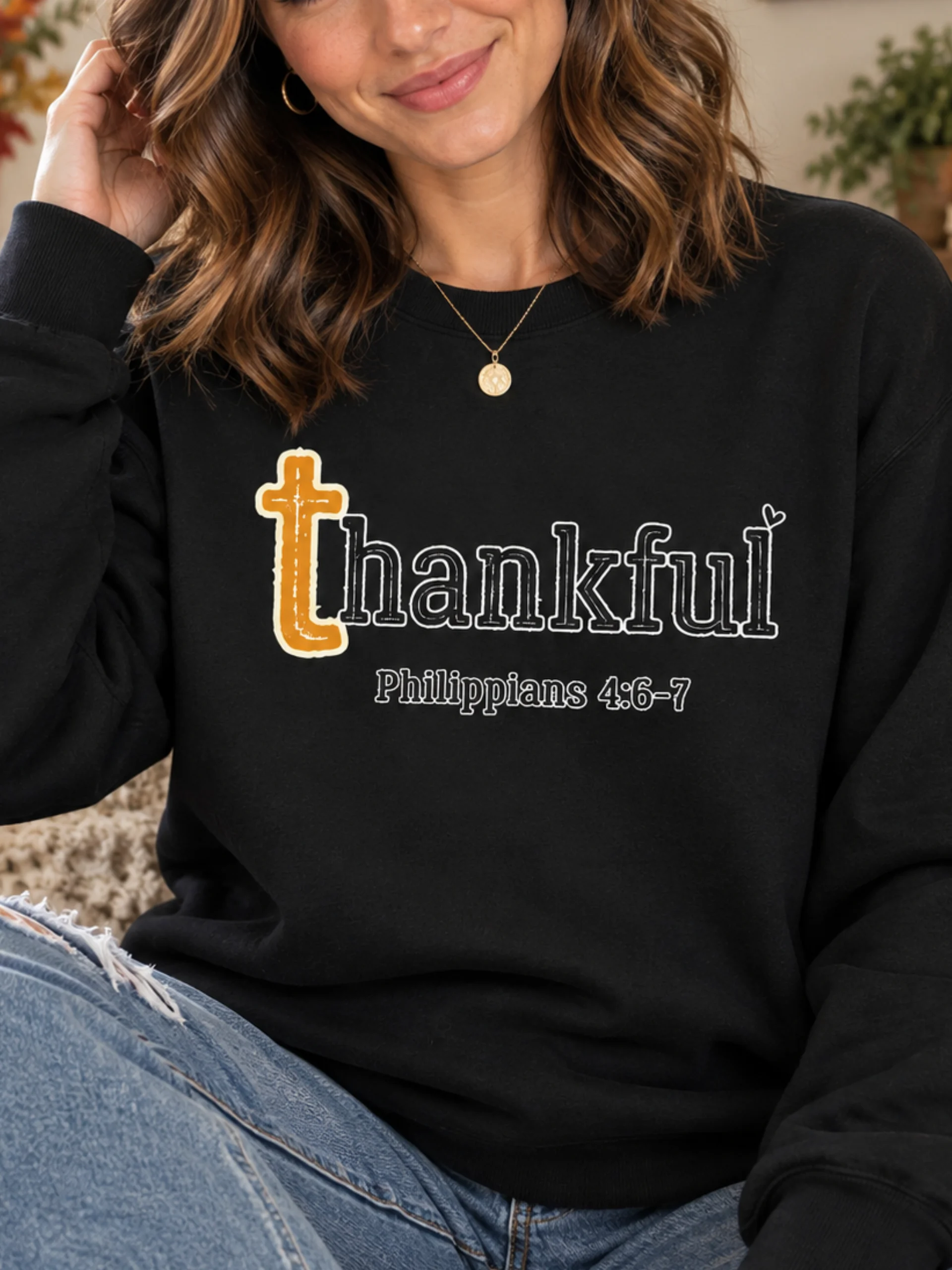 Thankful Philippians 4:6-7 Sweatshirt | Christian Faith Crewneck product image (1)