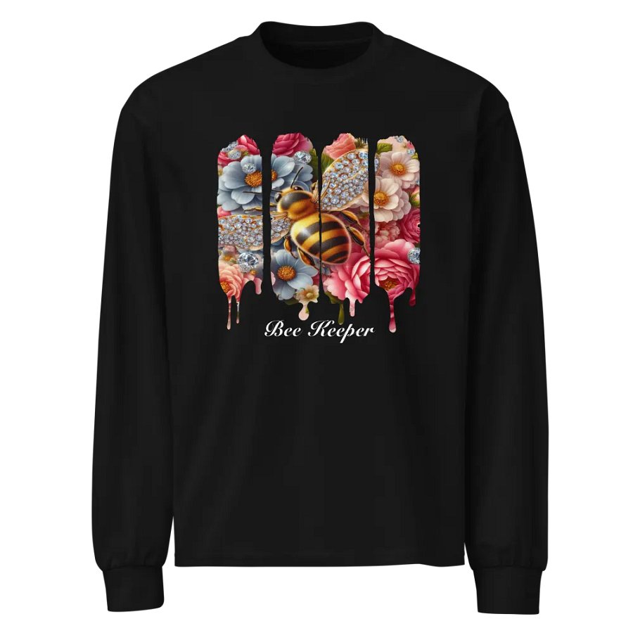 Bee Keeper With some Bling Long Sleeve Heavyweight TShirt | Whimsical Nature Illustration T-Shirt product image (3)