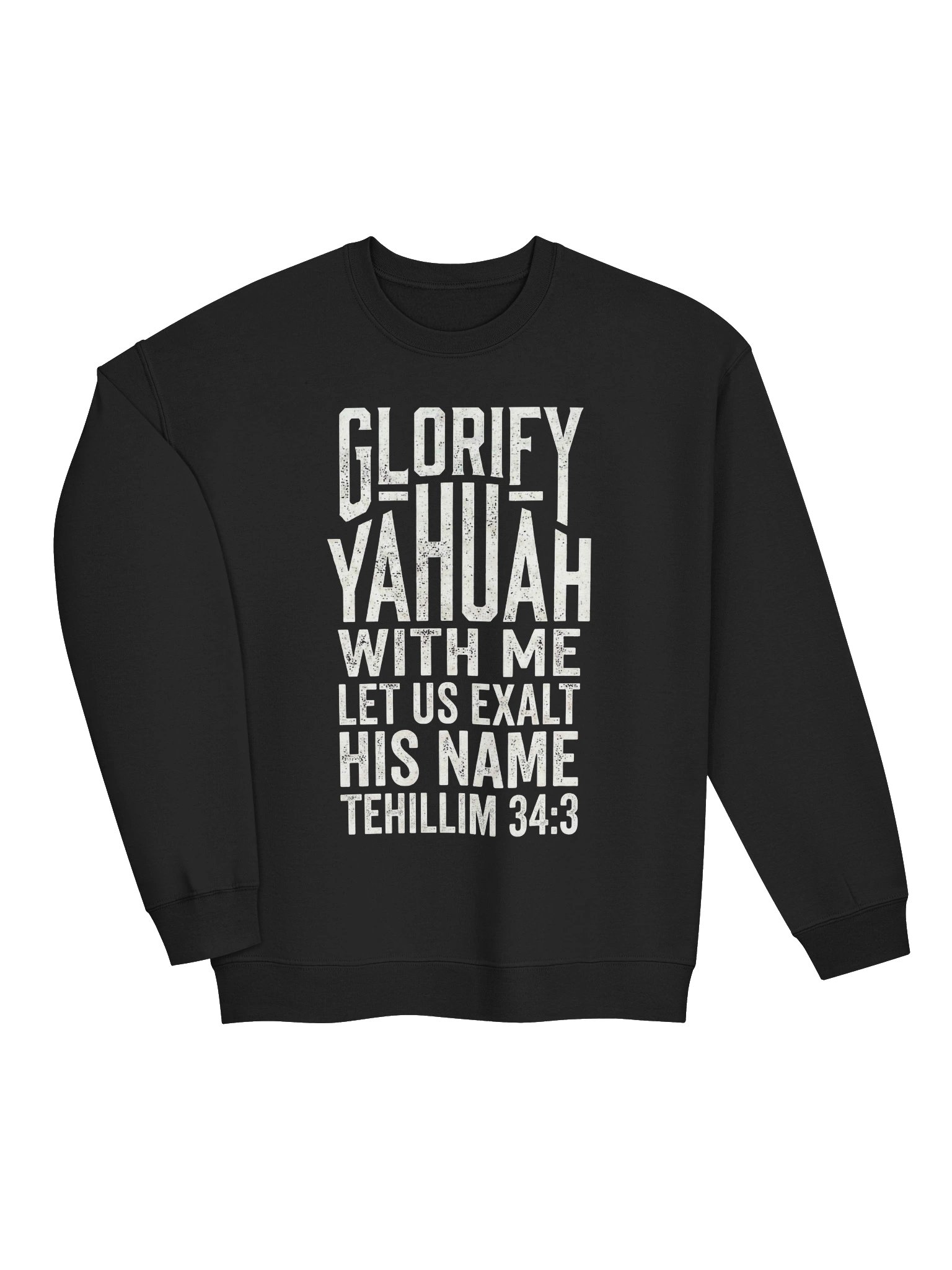 Glorify YAHUAH With Me Distressed Sweatshirt | Tehillim 34:3 Scripture Pullover product image (3)