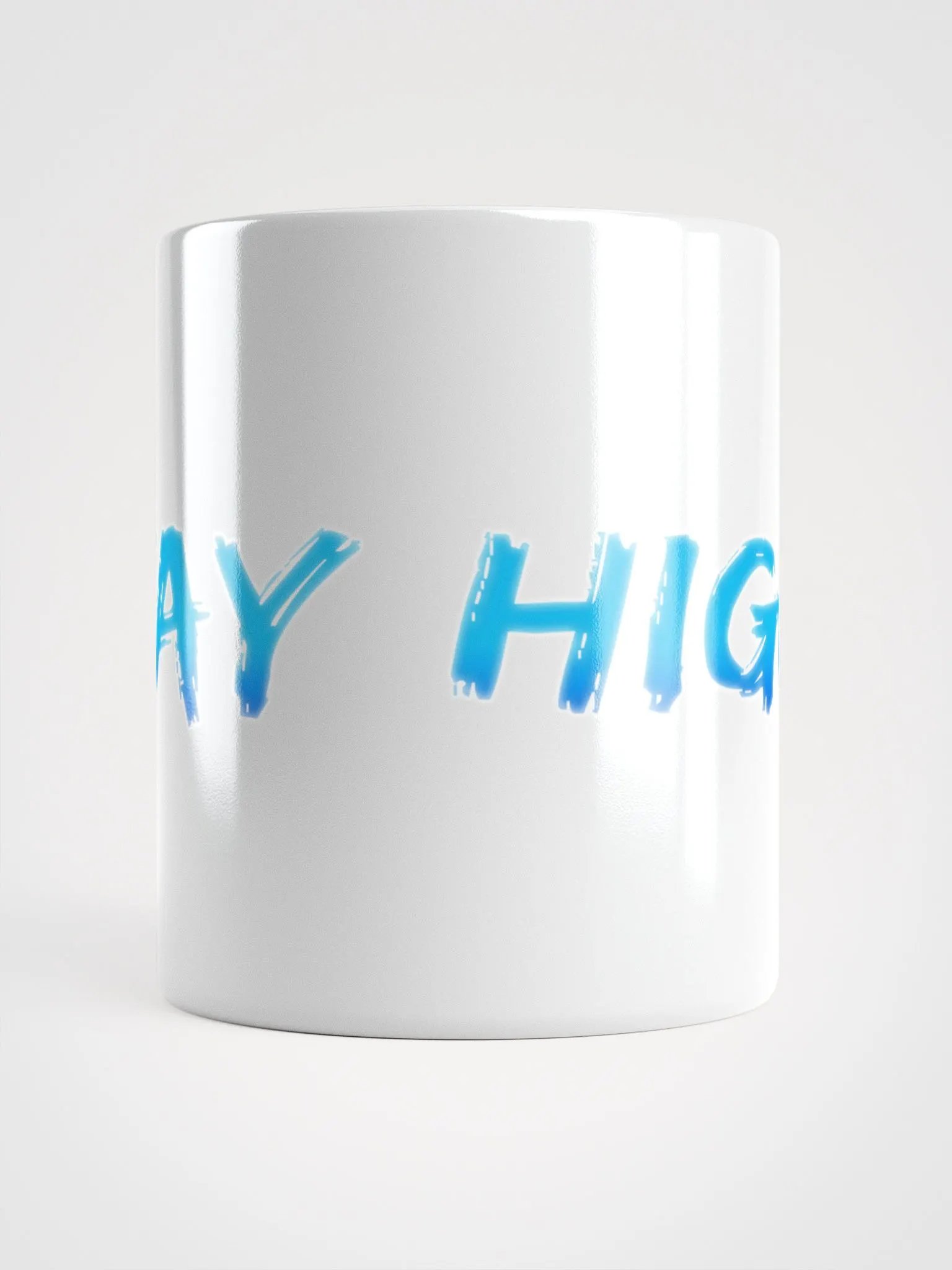 White Glossy Stay High Mug (Blue Text) product image (5)
