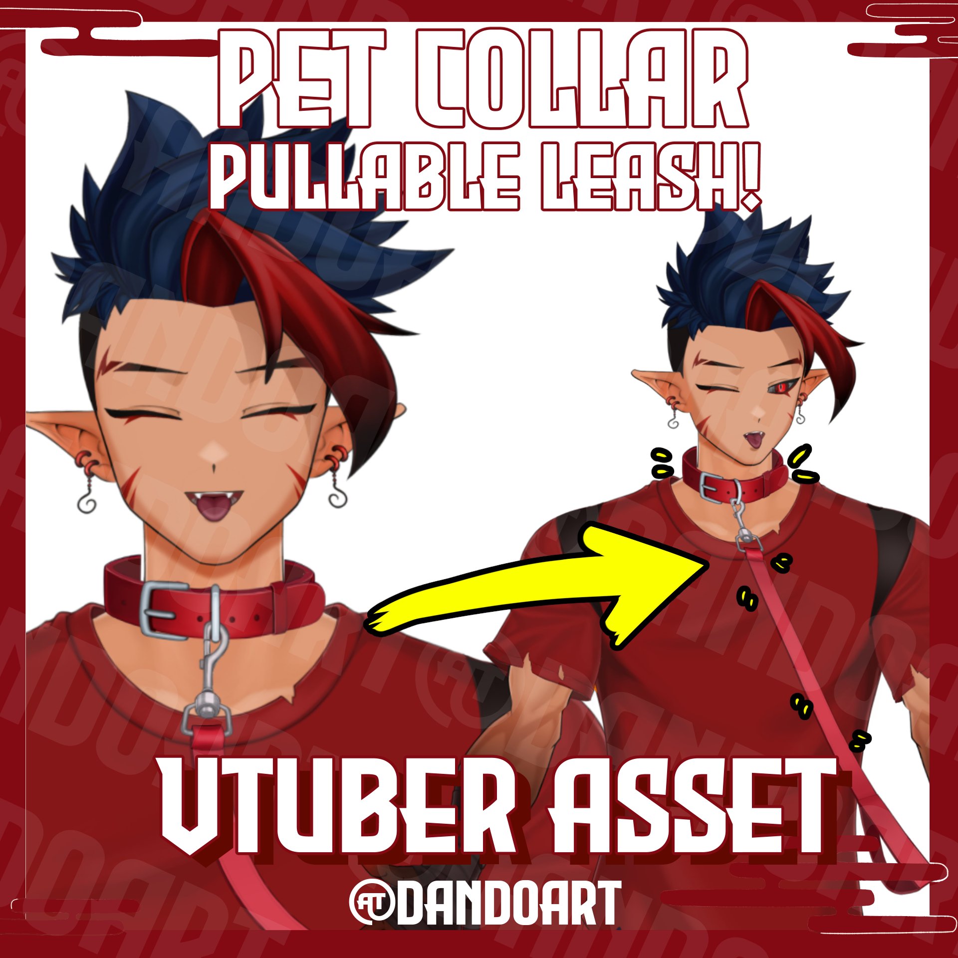 Dog Collar and Leash Animated Vtuber Asset product image (1)