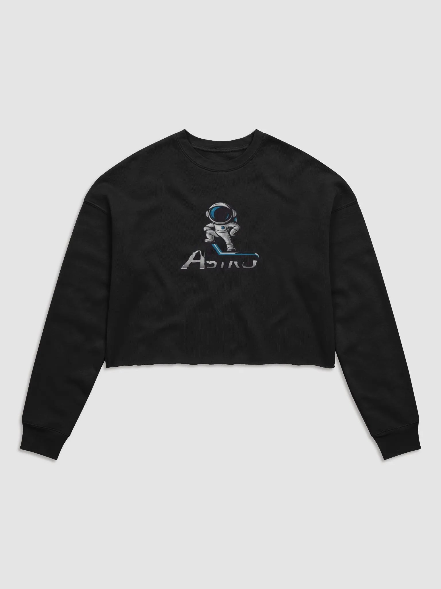 Astro Women's Fleece Crop Sweatshirt - Stylish Black Cosmic Design product image (3)