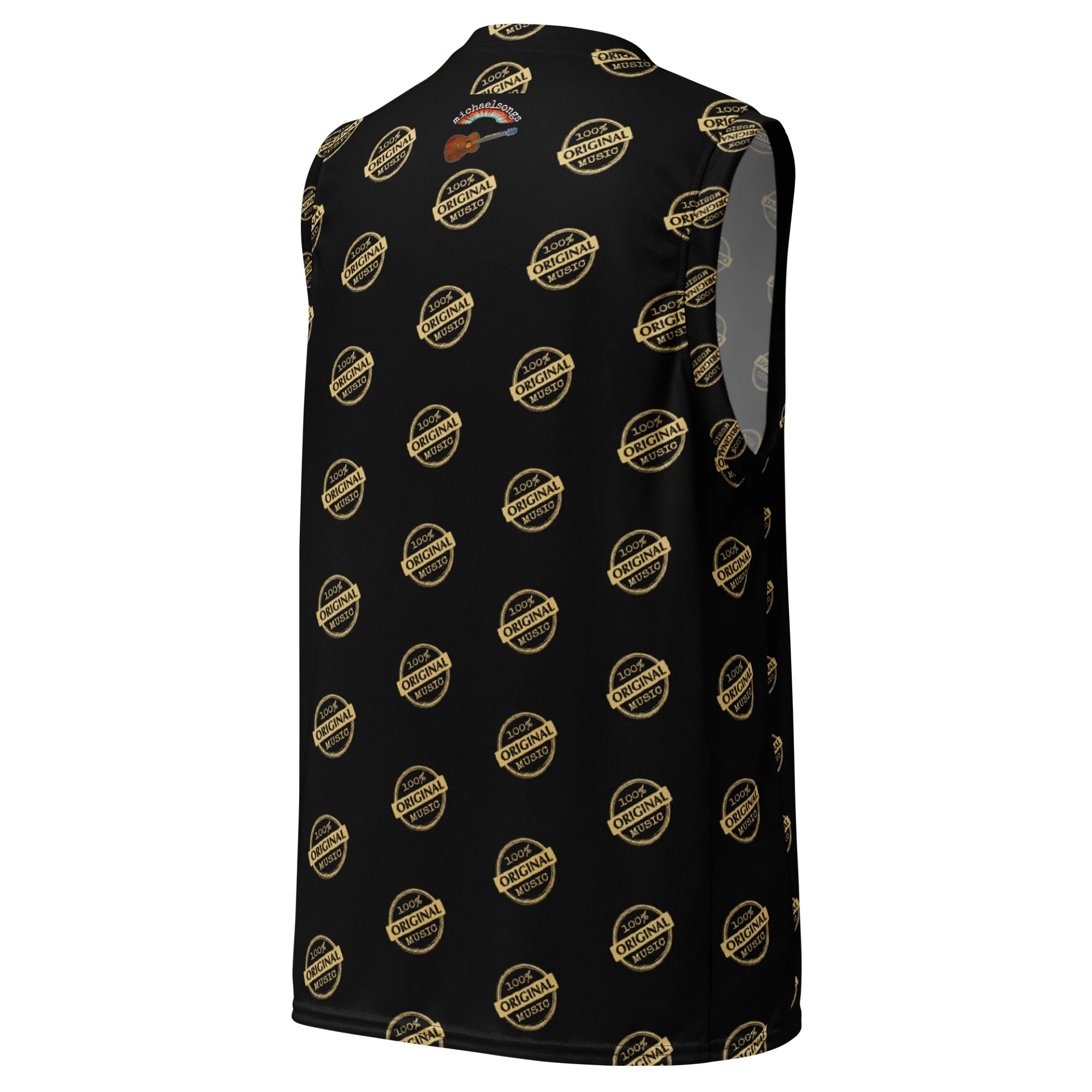 NEW!! sleeveless jersey with original music logo pattern - gold on black product image (3)