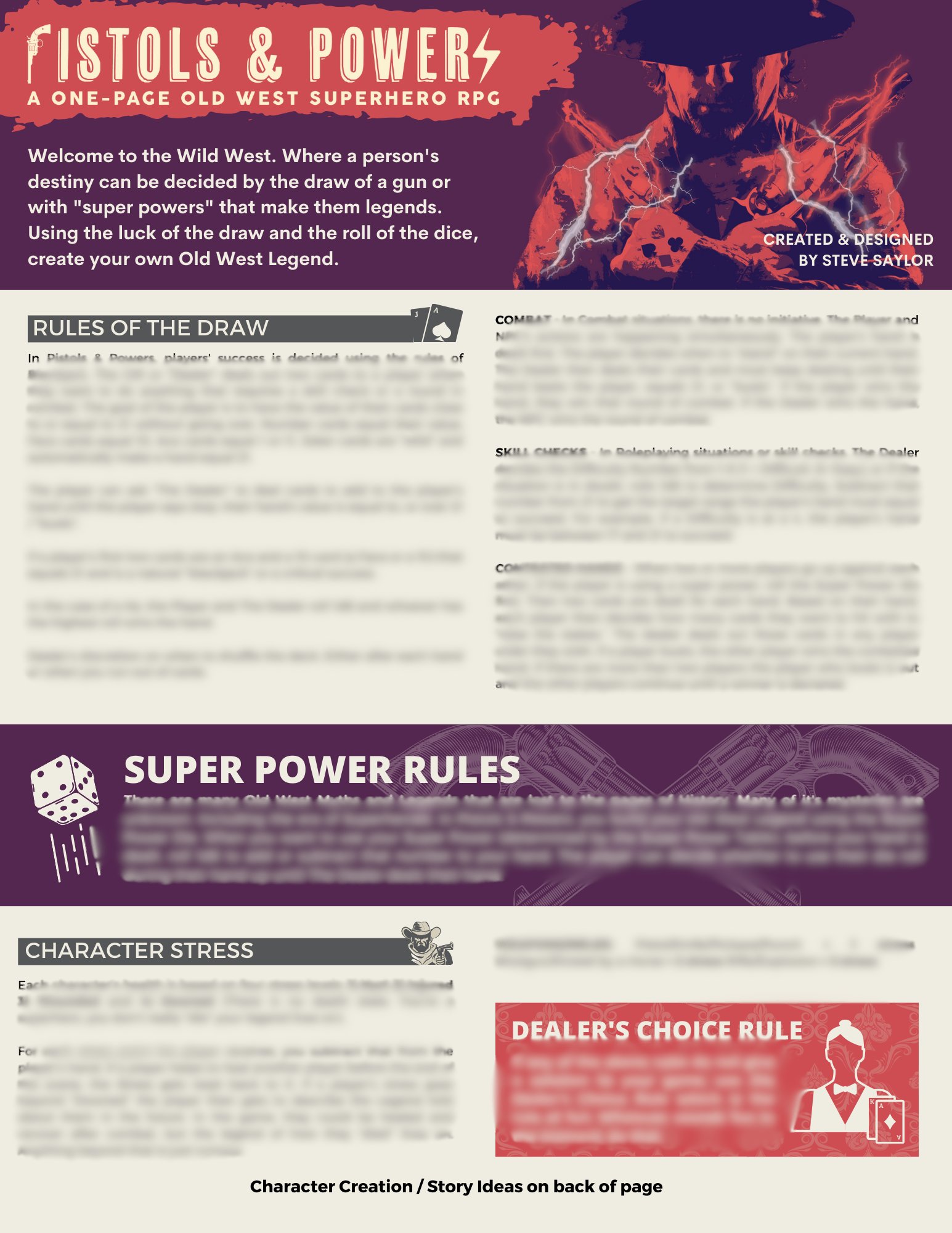 Pistols & Powers - A One-Page Old West Superhero RPG product image (2)