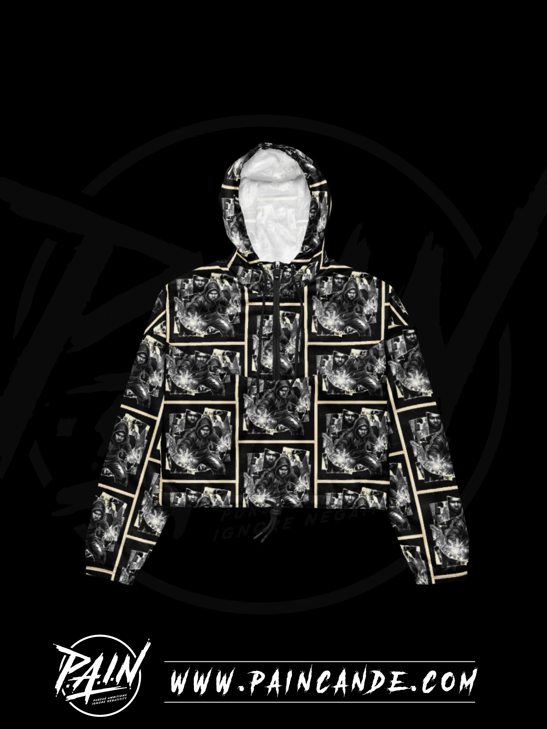 Hooded Figure All-Over Print Cropped Windbreaker product image (1)