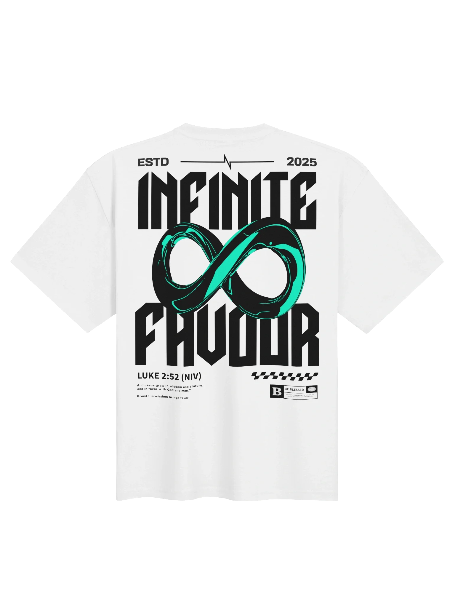 'INFINITE FAVOUR' Oversized Tee — back view