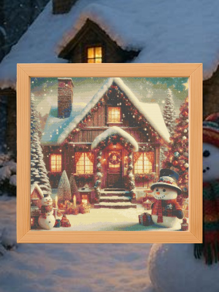 Cozy Christmas Cottage Cross Stitch Pattern product image (1)