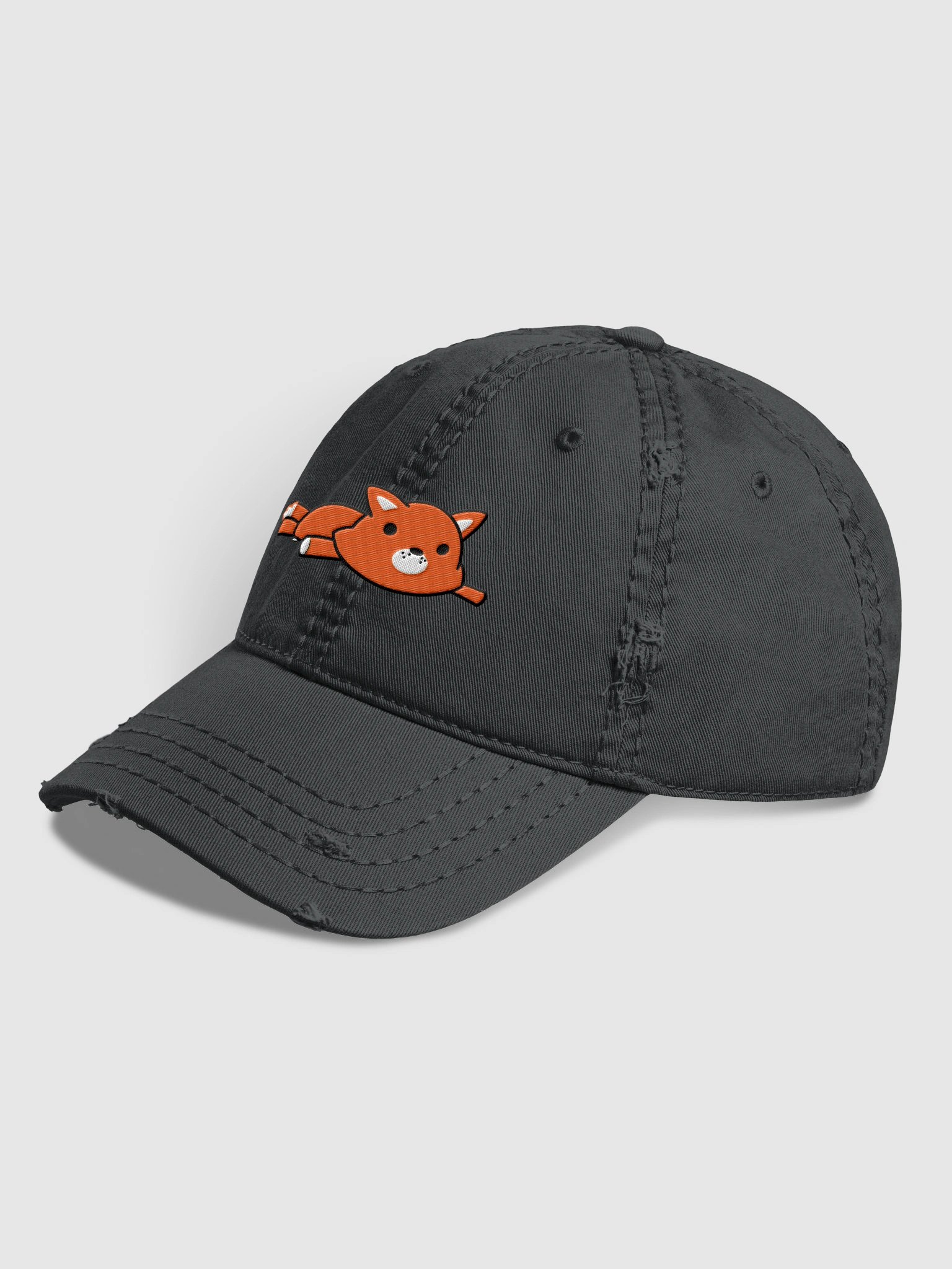 Fox Plush Distressed Dad Hat (Black Outline) product image (4)