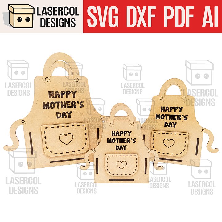 Mother's Day Gift Basket (3 Sizes) Apron Shaped Basket - Laser Cut Files product image (1)