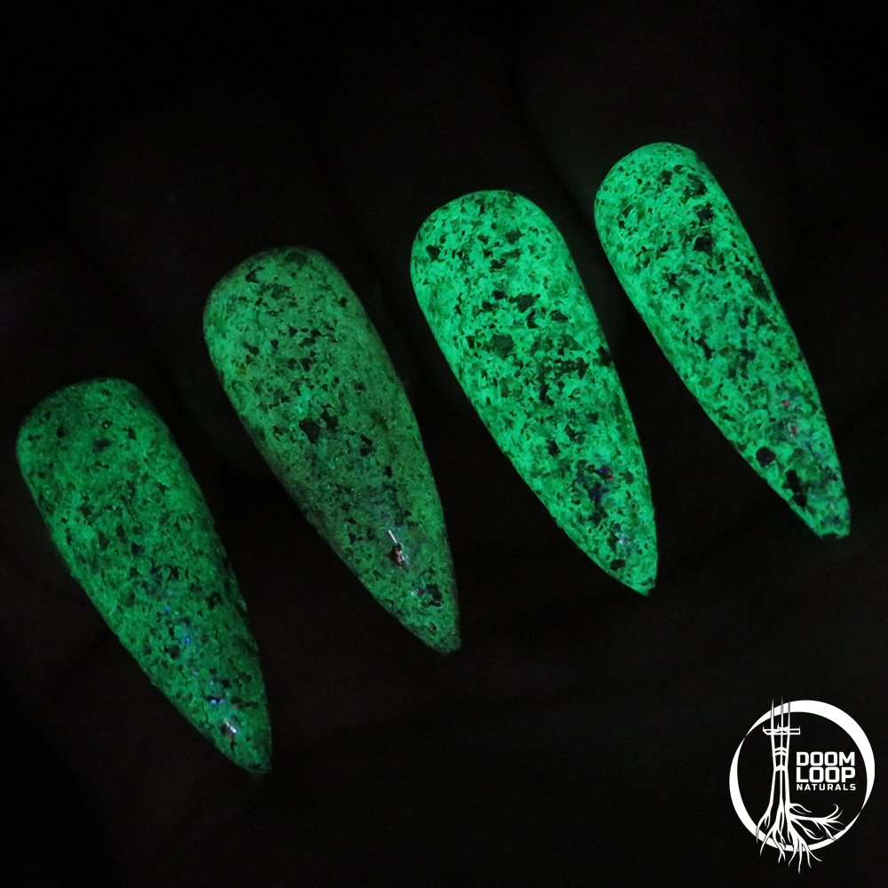 TUESDAYS CHILD - Violet-Green-Gold Iridescent Flake Glow-in-the-Dark Topper product image (2)