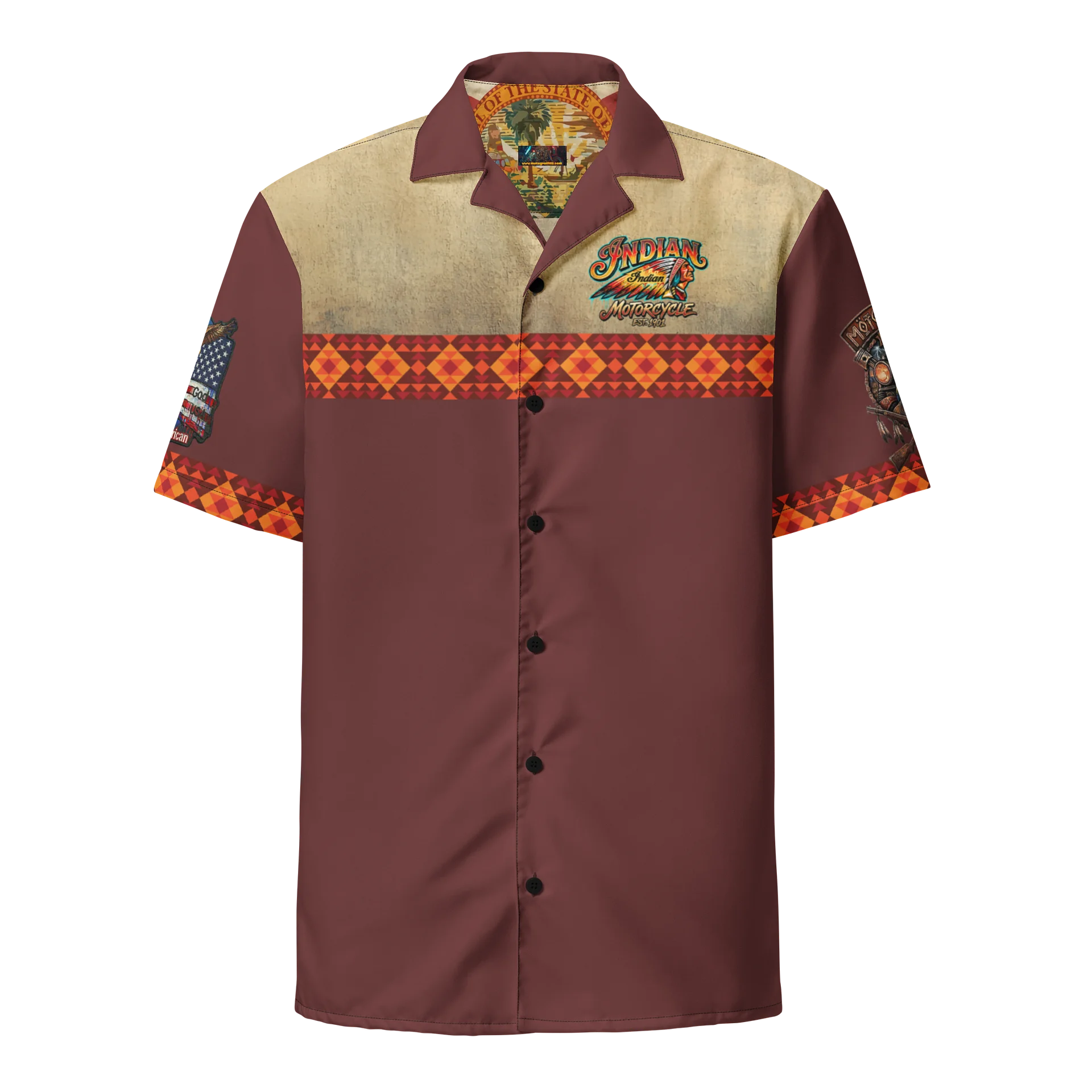 MötoGraffitti Indian Motorcycle Club Shirt Vintage Bergundy product image (1)