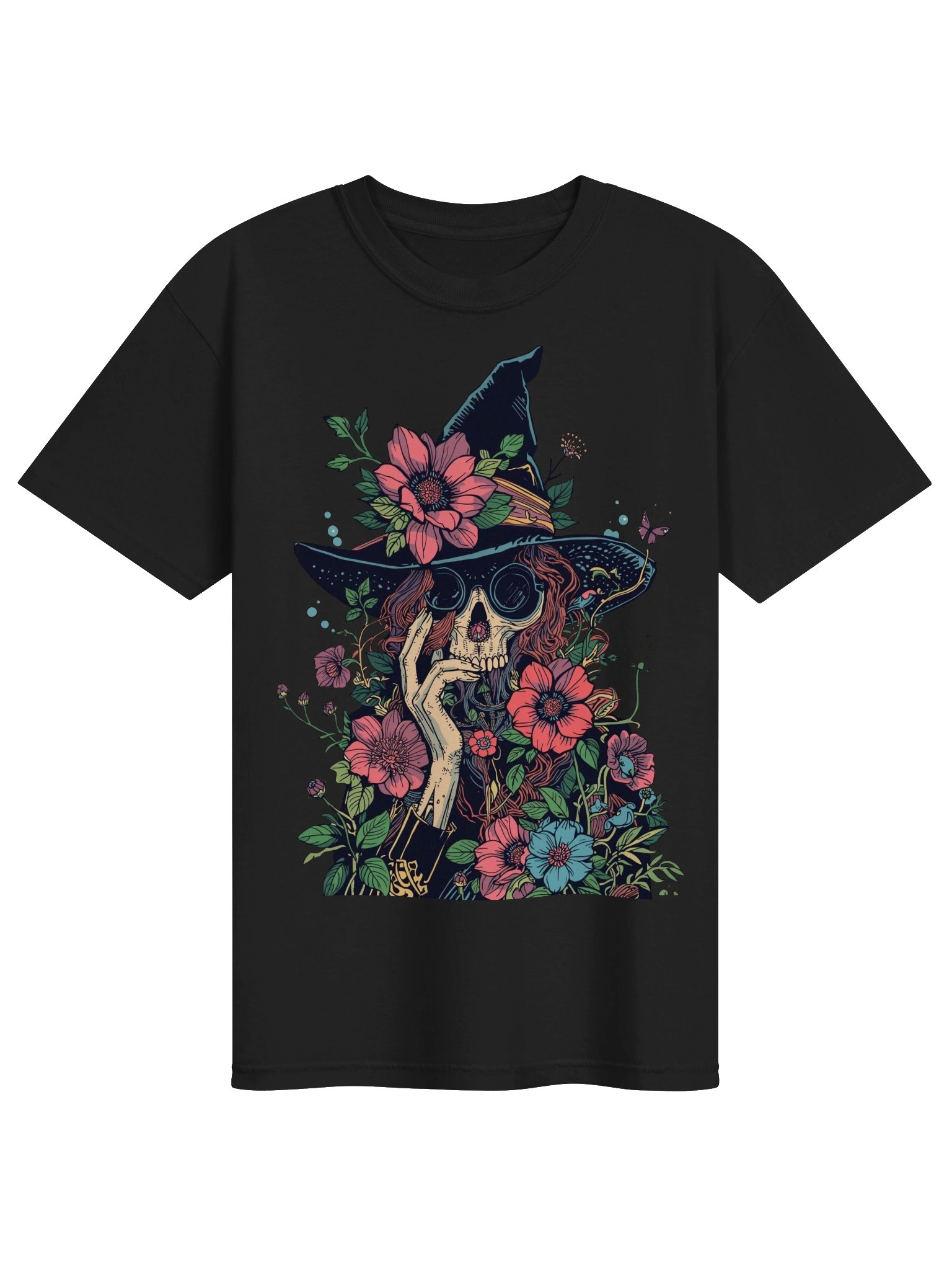 Ornate Floral Witch Skull Heavyweight Tee product image (1)