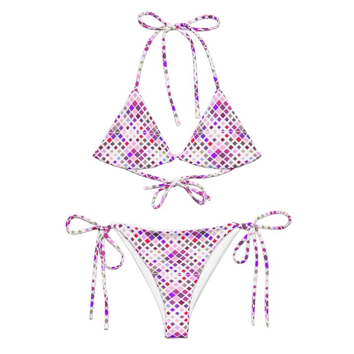 Colorful Square Pattern Design String Bikini - v2 product image (2)