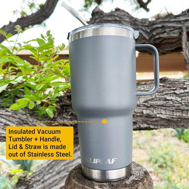 2 Pack Tumbler 20 & 30 Oz With Handle, Lid and Straw (Gray) product image (2)